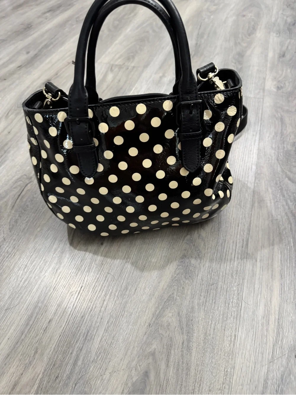 kate spade Black and Cream Polka Dot Shoulder Satchel